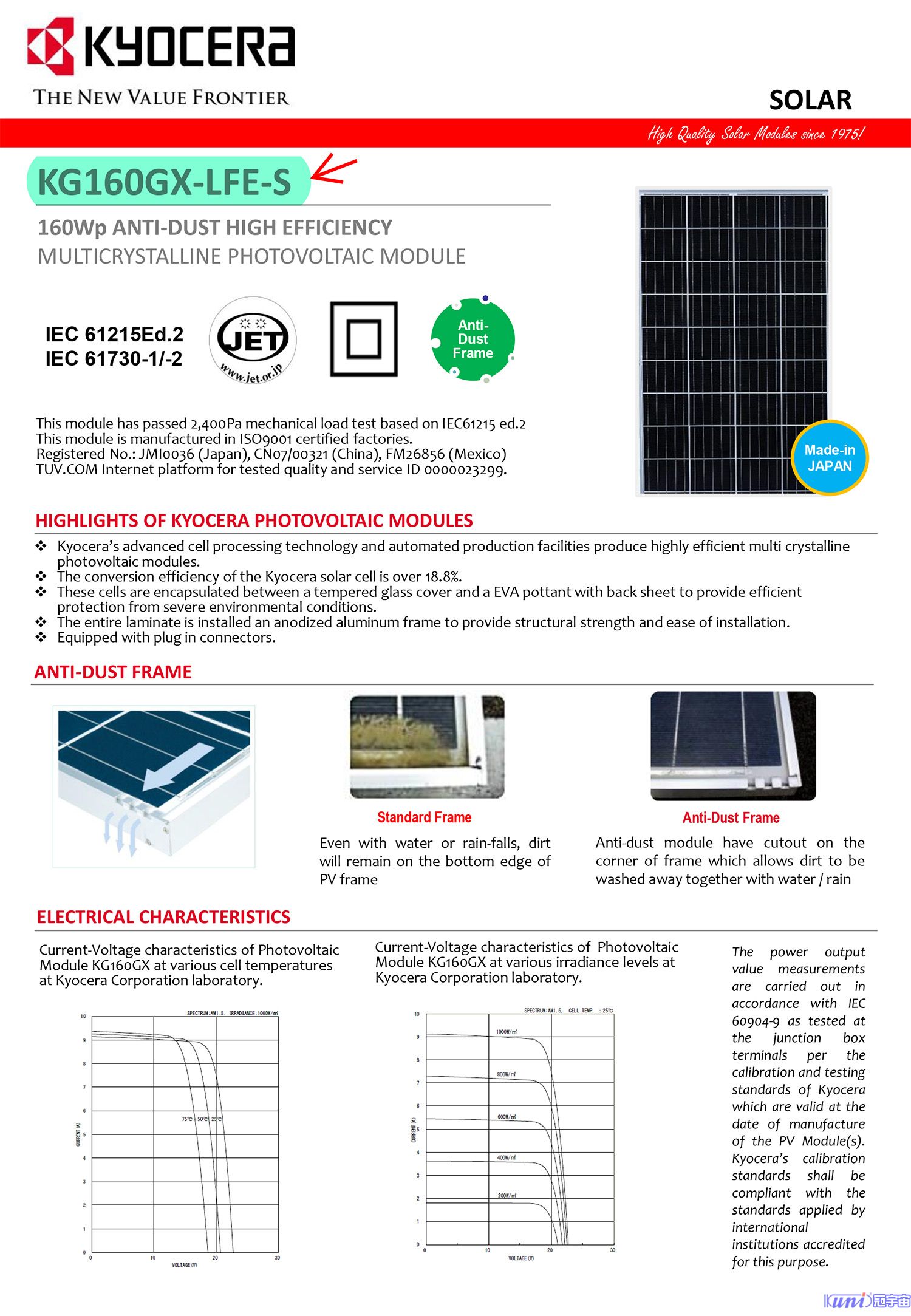 太陽能光電板 型號:KG160GX-LFE-S(圖1)